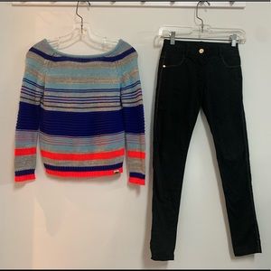 Little Marc Jacobs Open back gold trimmed sweater and canvas gold twill pant